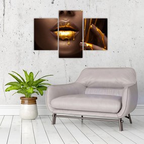 Tablou - Femeie cu buze aurii (90x60 cm)