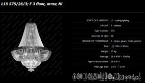 Lustra imperial cristal Bohemia, L15 575/26/3; F 3 floor, arms