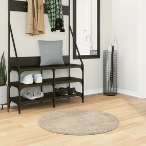 vidaXL Covor ISTAN, cu fire înalte, aspect lucios, bej, Ø 80 cm