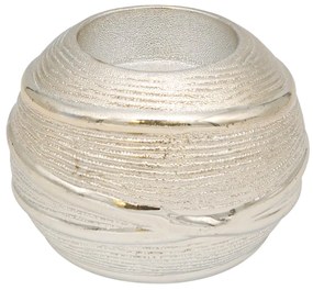 Suport pentru lumanare din ceramica cu striatii in relief.