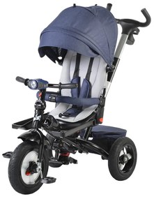 Tricicleta cu copertina detasabila NOVOKIDS™ Jockey Trike , Cu far luminos si melodii, Roti gonflabile din cauciuc, Pozitie somn, Pedale si maner