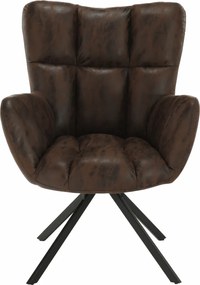 Fotoliu de design rotativ, maro ţesătură cu efect de piele întoarsă/negru, KOMODO