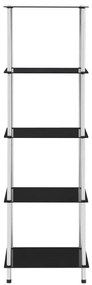 249511 vidaXL Raft cu 5 niveluri, negru, 40 x 40 x 130 cm, sticlă securizată