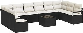 vidaXL Set de canapea cu pernă 11 pcs Negru poliratan