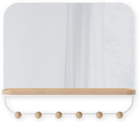 Cuier de perete alb/în culoare naturală cu raft din lemn masiv de fag Estique – Umbra