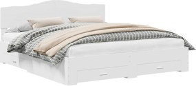 vidaXL Cadru de pat cu headboard Alb 200 x 200 cm Lemn compozit