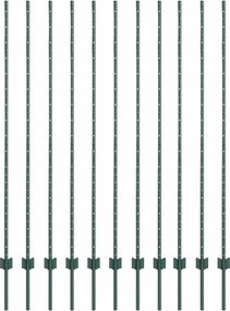 vidaXL Stâlp de gard. 11 pcs Verde 160 cm Oțel