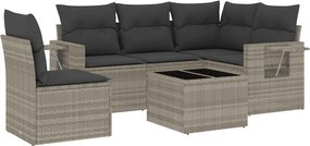 vidaXL Set canapele de grădină cu perne, 6 piese gri deschis poliratan