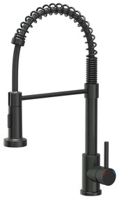 Baterie bucatarie cu dus extensibil Quadron Pop Salma finisaj negru carbon