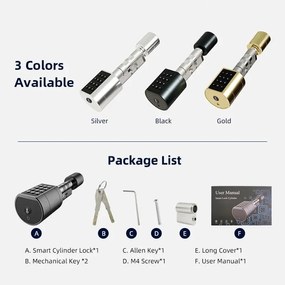 Butuc Incuietoare inteligenta, AMA 2H Smart, 65 - 90 mm, Negru, cu APP TT Hotel