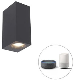 Lampă de perete inteligentă gri din plastic incluzând 2 GU10 Wi-Fi - Baleno