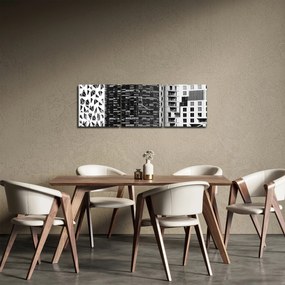 Tablou cu arhitectura alb neagră (cu ceas) (90x30 cm)
