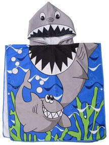 Poncho pentru copii TWO SHARKS albastru - diferite marimi Dimensiune: 60 x 90 cm