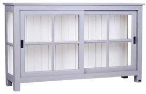 Vitrina, gri, din lemn masiv de pin, cu aspect clasic, double small , Lyon