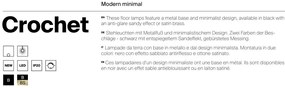 Lampadar, Lampa de Podea LED, Alama Satinata, Crochet