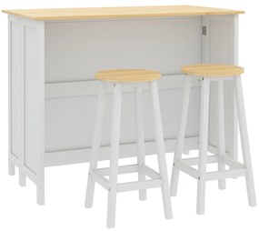 HOMCOM, Insulă de bucătărie cu 2 taburete, blat de lucru rabatabil, 2 dulapuri cu 4 uși, design modern, alb | Aosom Romania