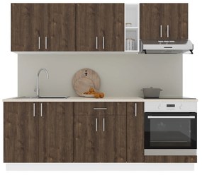 Set haaus V14, Stejar Bronz/Alb, Blat Thermo 28 mm, L 220 cm