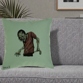Perna Decorativa Halloween Zombie Infricosator, 40x40 cm, Verde, Husa Detasabila, Perna Inclusa, BEKZ®