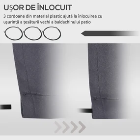 Outsunny Pânză de Schimb pentru Copertină Retractabilă Anti UV 30+, 3.47x2.4 m, Gri | Aosom Romania
