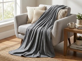 Patura fleece FLEORA, alb-gri Dimensiune: 150 x 200 cm