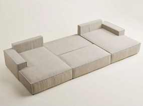 Colțar bej extensibil/cu spațiu de depozitare cu tapițerie din chenille (în formă de "U") Kyoto – Maison de Rêve