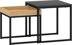 HOMCOM Set 2 Măsuțe de Cafea Moderne cu Picioare în Formă de U, Măsuțe de Sufragerie din Lemn și Oțel, 40x40x40 cm, Negru | Aosom Romania