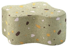 Puf de copii verde cu tapițerie din țesătură bouclé/cu tapițerie din chenille Terrazzo Cloud – Wigiwama