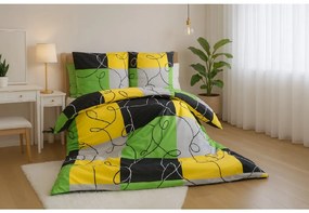 Lenjerie de pat din policoton pentru 2 paturi CHESS LIME, colorata Dimensiune lenjerie de pat: 2 buc 70 x 90 cm | 2 buc 140 x 200 cm