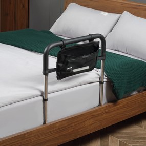 Maner pentru pat cu latime si inaltime reglabile, suport pentru pat din otel cu maner moale 87 x 51,5cm argintiu HOMCOM | Aosom RO