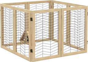 PawHut Grilaj pentru câini, grilaj pentru scări, barieră pliabilă, lemn de pin, 375 cm x 44 cm x 70 cm, natural | Aosom Romania