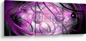 Tabloul cu abstracție frumoasă în violet (cu ceas) (90x30 cm)