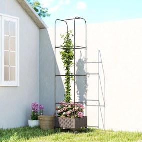 Outsunny Jardinieră Înălțată Autoirigantă din Metal cu Spalier de 185 cm, cu 4 Roți Blocabile pentru Plante Cățărătoare, Recipient cu Găuri de Drenaj pentru Legume și Flori, Negru | Aosom Romania