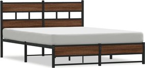 vidaXL Cadru de pat metalic fără saltea, stejar maro, 160x200 cm