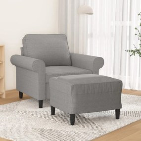 3153643 vidaXL Fotoliu canapea cu taburet, gri deschis, 60 cm, textil
