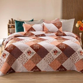 decoDoma Cuvertură de pat VINTAGE ROSE maro pat simplu