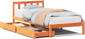 vidaXL Cadru pat fără saltea, maro ceruit, 90x190 cm, lemn masiv pin