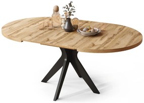 Mazzoni RENZO Stejar Wotan/picior negru - MASĂ ROTUNDĂ Ø110 EXTENSIBILĂ PÂNĂ LA 180 cm | PENTRU BUCĂTĂRIE SUFRAGERIE LIVING RETRO