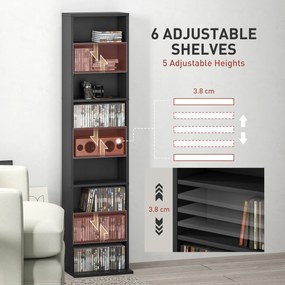 HOMCOM Raft Port CD cu 6 Rafturi Reglabile pentru 260 CD-uri/120 DVD-uri Negru | Aosom Romania