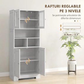 HOMCOM Dulap de Bucătărie cu 2 Dulapuri, 3 Compartimente și Rafturi Reglabile Alb | Aosom Romania