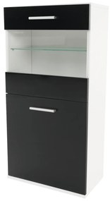 Mobilier living, alb extra stralucire neagra HG, LEO