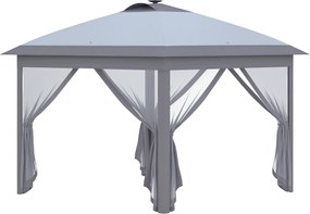 Outsunny Pavilion pliant 3,3 x 3,3 m cu iluminare LED, draperii din plasă, geantă de transport, Gri | Aosom Romania