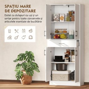 HOMCOM Bufet de Bucătărie cu 2 Corpuri, Sertar și Rafturi Reglabile Alb | Aosom Romania
