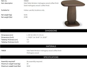 Masuta auxiliara design LUX lemn de mahon Windsor