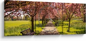 Tablou - livada cu cireși (cu ceas) (90x30 cm)