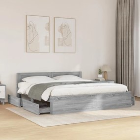 vidaXL Cadru de pat cu tăblie gri sonoma 180x200 cm lemn prelucrat