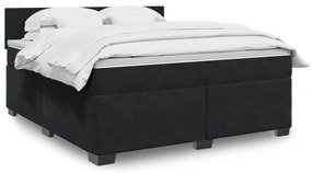 vidaXL Pat box spring cu saltea, negru, 180x200 cm, catifea
