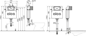 Rezervor wc incastrat Alcaplast Basicmodul pentru montare in zidarie
