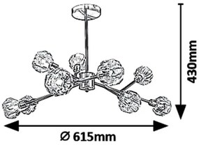 Rabalux 5395 - Lustră pe tijă KASSIA 9xG9/5W/230V