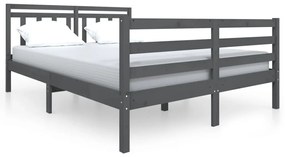 3100636 vidaXL Cadru de pat, gri, 140x190 cm, lemn masiv
