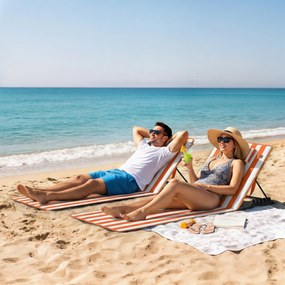 Outsunny Set 2 Șezlonguri Pliabile Portabile pentru Plajă, Spătar Reglabil, Portocaliu. | Aosom Romania